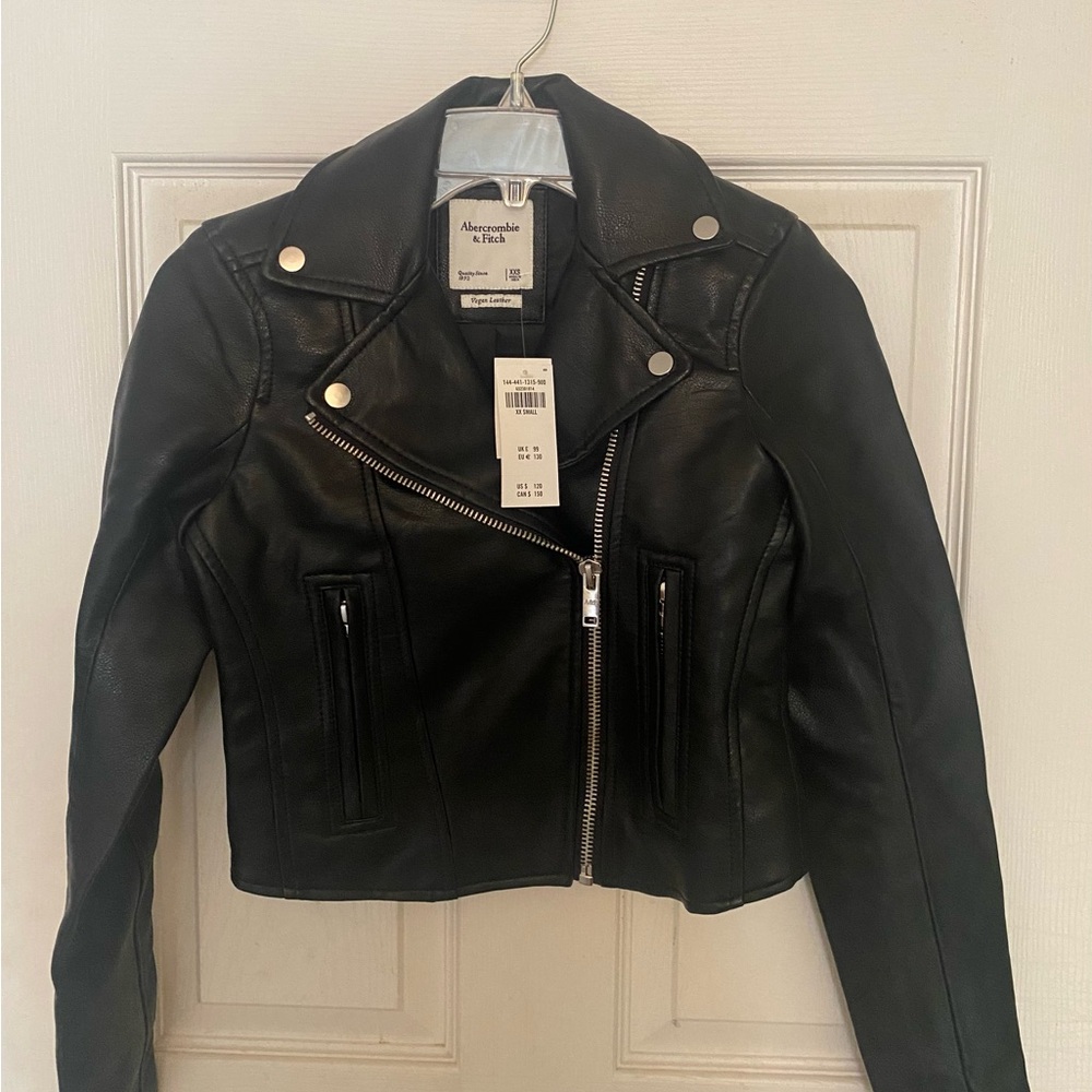Abercrombie vegan leather moto jacket